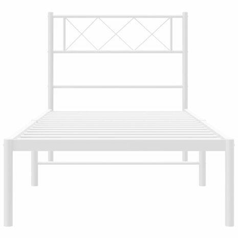 Bedframe met hoofdbord metaal wit 90x200 cm 5