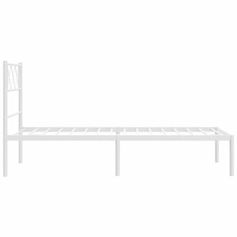 Bedframe met hoofdbord metaal wit 90x200 cm 6