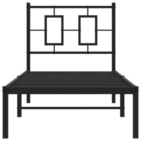 Bedframe met hoofdbord metaal zwart 80x200 cm 5