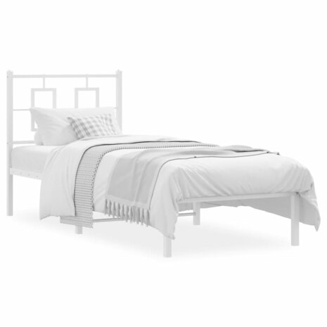 Bedframe met hoofdbord metaal wit 80x200 cm 2