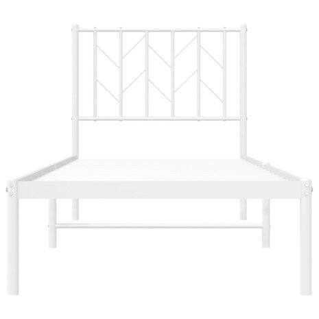 Bedframe met hoofdbord zonder matras metaal wit 75x190 cm 5