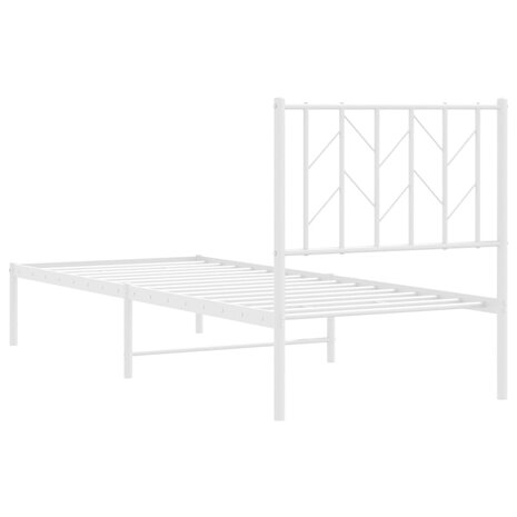 Bedframe met hoofdbord zonder matras metaal wit 75x190 cm 7