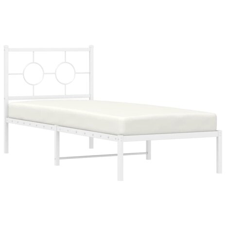 Bedframe met hoofdbord metaal wit 80x200 cm 4