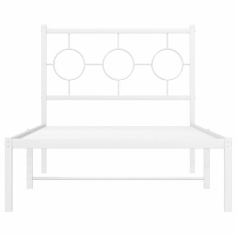 Bedframe met hoofdbord metaal wit 90x190 cm 5