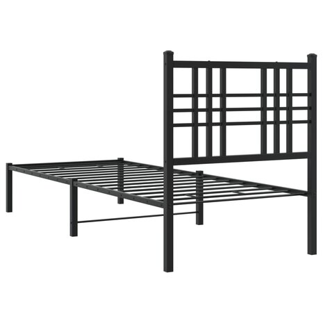 Bedframe met hoofdbord metaal zwart 75x190 cm 6