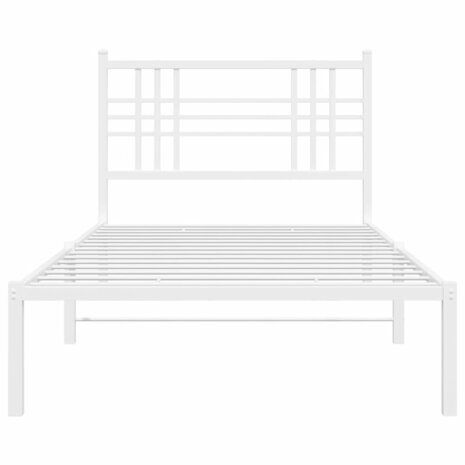 Bedframe met hoofdbord metaal wit 90x190 cm 4