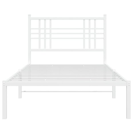 Bedframe met hoofdbord metaal wit 90x200 cm 4