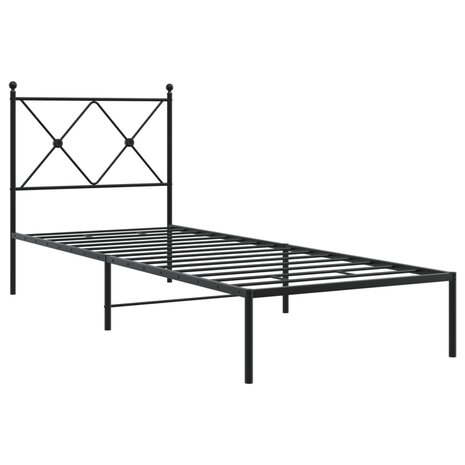 Bedframe met hoofdbord metaal zwart 80x200 cm 3