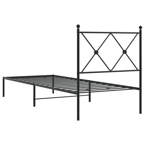Bedframe met hoofdbord metaal zwart 80x200 cm 6