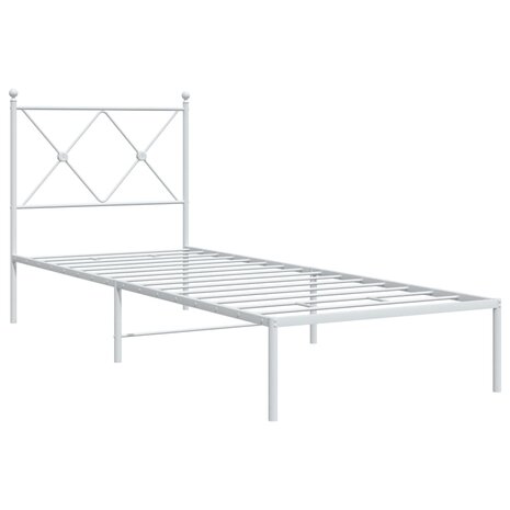 Bedframe met hoofdbord metaal wit 80x200 cm 3