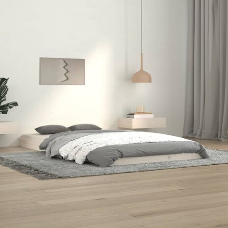 Bedframe massief grenenhout wit 100x200 cm 1