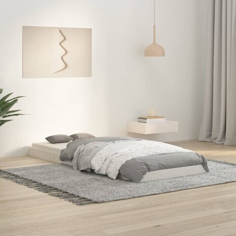Bedframe massief grenenhout wit 75x190 cm 1