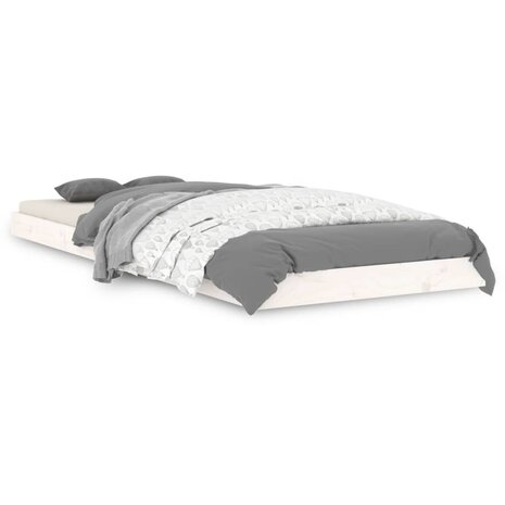 Bedframe massief grenenhout wit 75x190 cm 2