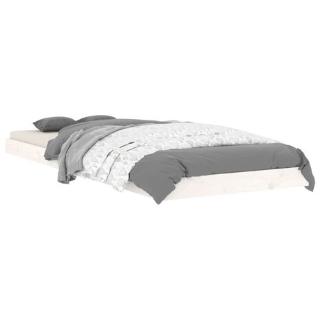 Bedframe massief grenenhout wit 75x190 cm 3