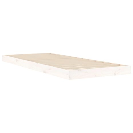 Bedframe massief grenenhout wit 75x190 cm 4