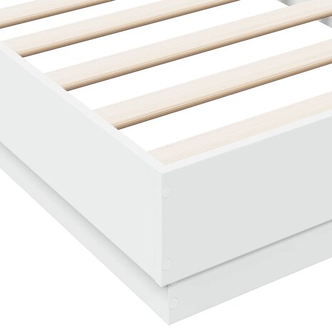 Bedframe bewerkt hout wit 75x190 cm 7