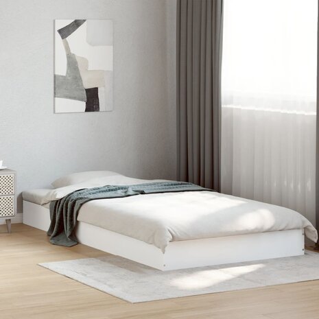Bedframe bewerkt hout wit 100x200 cm 1