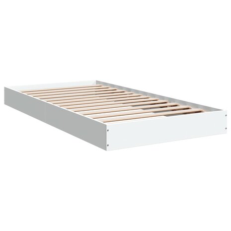 Bedframe bewerkt hout wit 100x200 cm 3