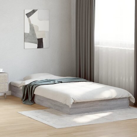 Bedframe bewerkt hout grijs sonoma eikenkleurig 100x200 cm 1