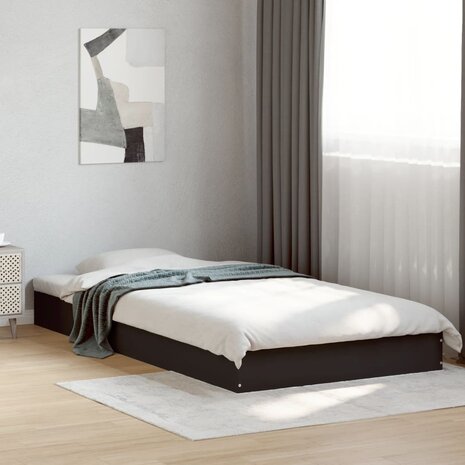 Bedframe bewerkt hout zwart 90x190 cm 1