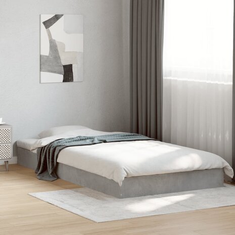 Bedframe bewerkt hout betongrijs 90x190 cm 1