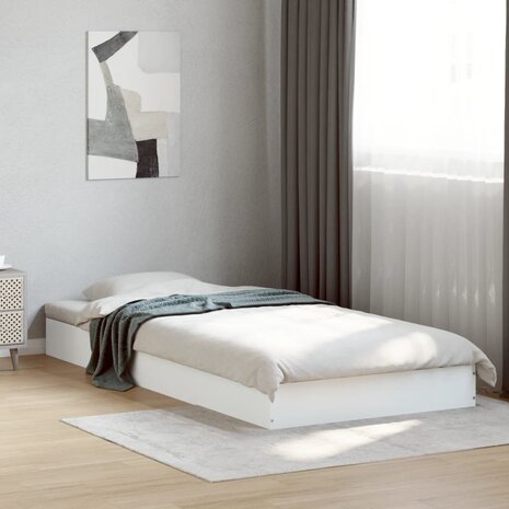 Bedframe bewerkt hout wit 75x190 cm 1