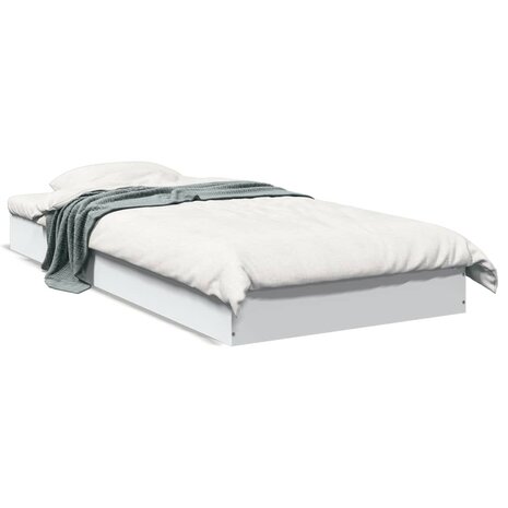 Bedframe bewerkt hout wit 75x190 cm 2