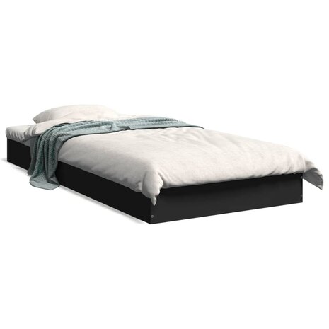 Bedframe bewerkt hout zwart 75x190 cm 2