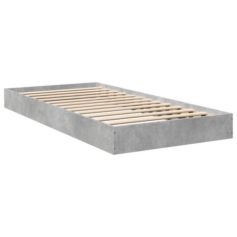 Bedframe bewerkt hout betongrijs 75x190 cm 3