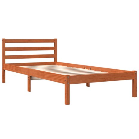Bedframe zonder matras massief grenenhout wasbruin 90x200 cm 3