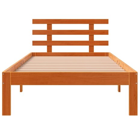 Bedframe zonder matras massief grenenhout wasbruin 75x190 cm 4