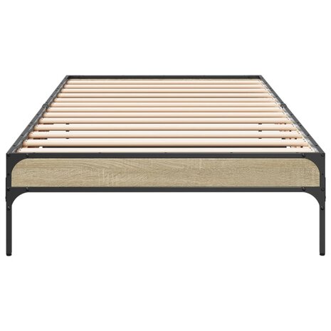 Bedframe bewerkt hout en metaal sonoma eikenkleurig 90x200 cm 4