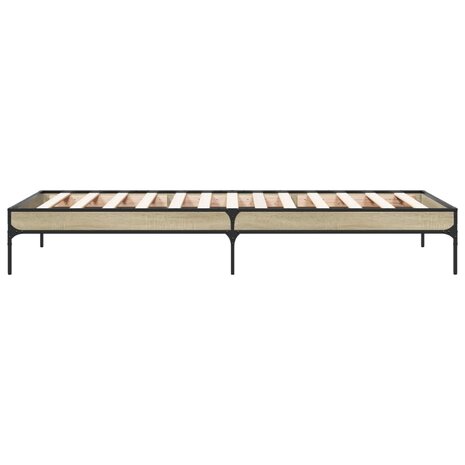 Bedframe bewerkt hout en metaal sonoma eikenkleurig 90x200 cm 5