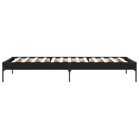 Bedframe bewerkt hout en metaal zwart 90x190 cm 5