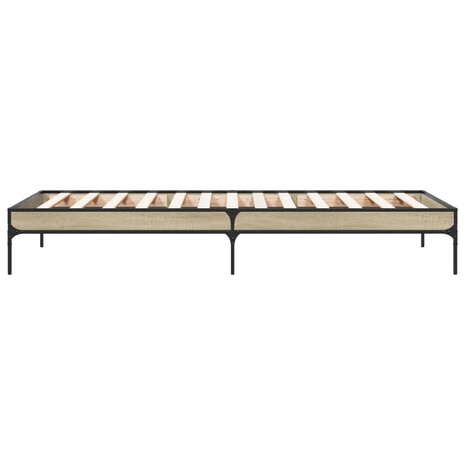 Bedframe bewerkt hout en metaal sonoma eikenkleurig 90x190 cm 5