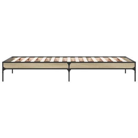 Bedframe bewerkt hout en metaal sonoma eikenkleurig 75x190 cm 5