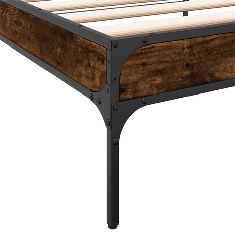 Bedframe bewerkt hout en metaal gerookt eikenkleurig 75x190 cm 7