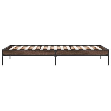 Bedframe bewerkt hout en metaal bruin eikenkleurig 75x190 cm 5