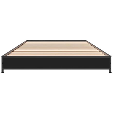Bedframe bewerkt hout en metaal zwart 100x200 cm 4