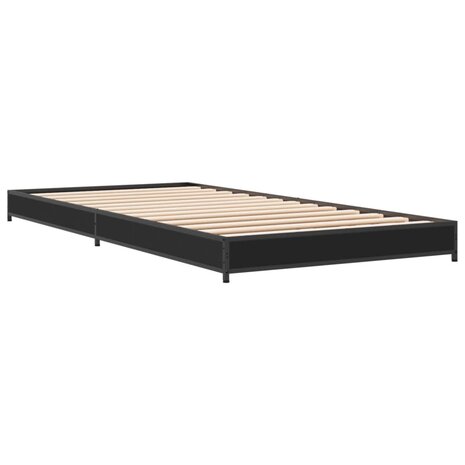 Bedframe bewerkt hout en metaal zwart 100x200 cm 6