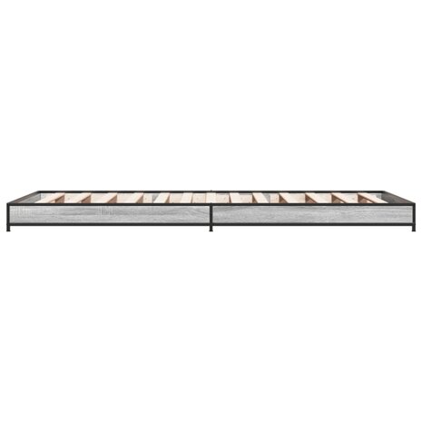 Bedframe bewerkt hout en metaal grijs sonoma eiken 100x200 cm 5