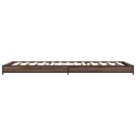 Bedframe bewerkt hout en metaal bruin eikenkleurig 100x200 cm 5