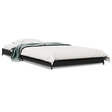 Bedframe bewerkt hout en metaal zwart 75x190 cm 2