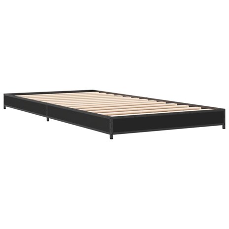 Bedframe bewerkt hout en metaal zwart 75x190 cm 3