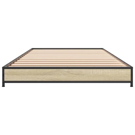 Bedframe bewerkt hout en metaal sonoma eikenkleurig 75x190 cm 4