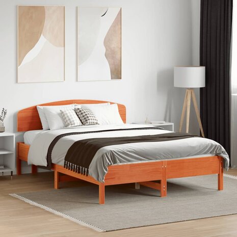 Bed met matras massief grenenhout wasbruin 140x190 cm 1