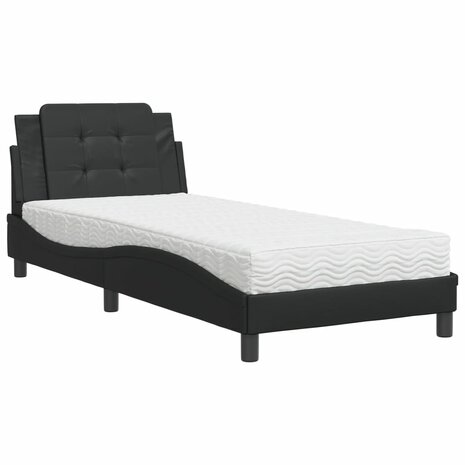 Bed met matras kunstleer zwart 80x200 cm 2