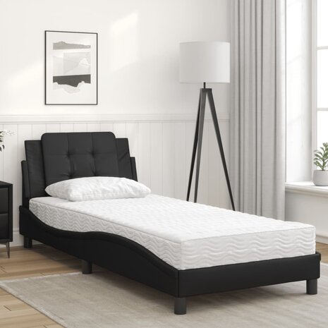 Bed met matras kunstleer zwart 90x190 cm 3