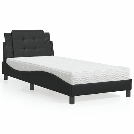 Bed met matras kunstleer zwart 100x200 cm 1