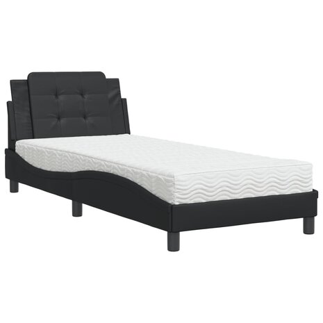 Bed met matras kunstleer zwart 100x200 cm 2